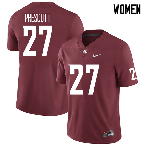 Women #27 Logan Prescott Washington State Cougars College Football Jerseys Sale-Crimson